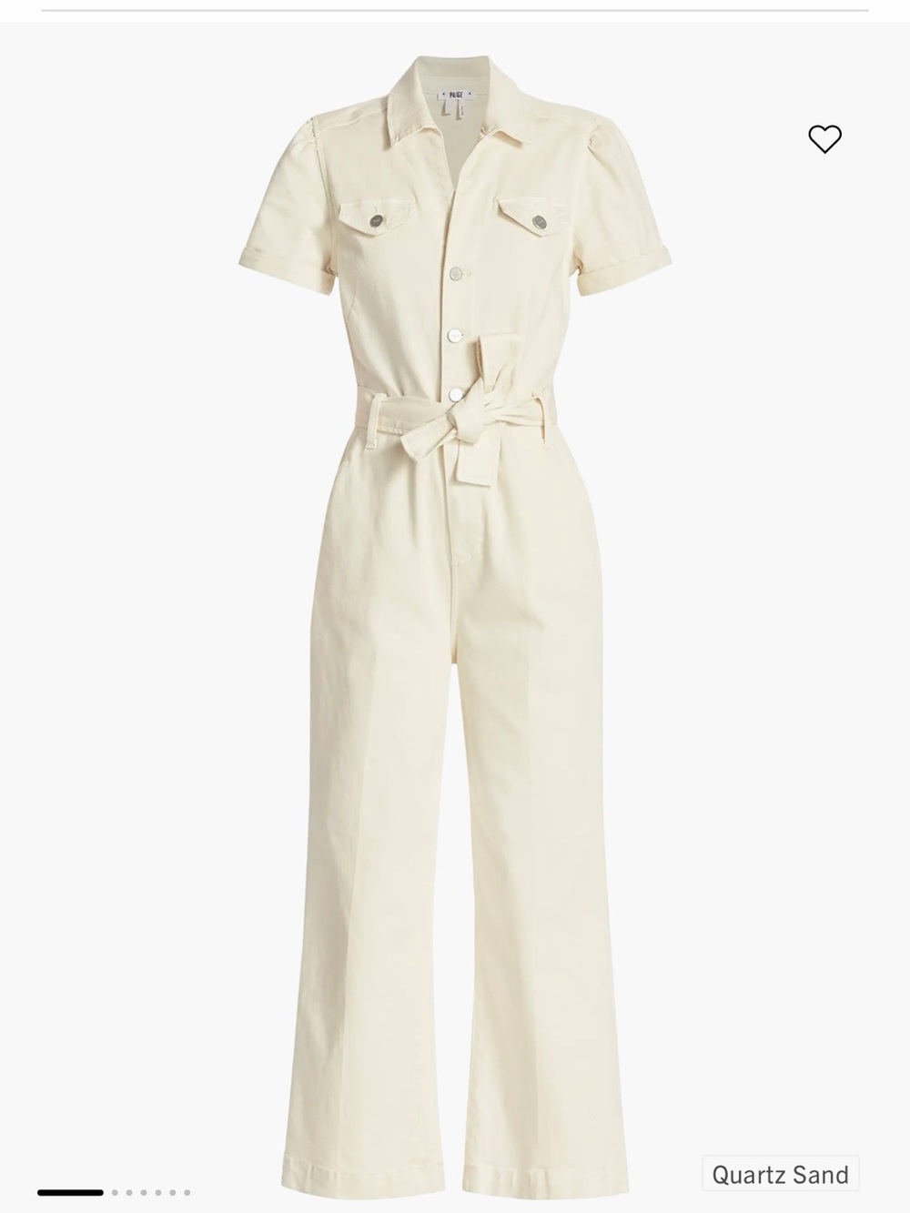 PAIGE Anessa Cream Wide Leg Jumpsuit with Tie Waist Size 8 - Picture 2 of 12